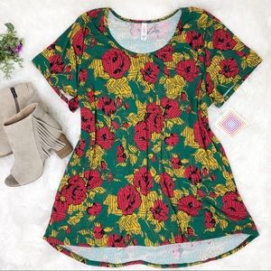 Lularoe Classic T red rose short sleeve top